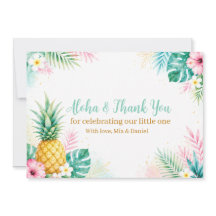 Carte de remerciement pour Baby Shower Tropicale à