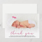 Carte de remerciement pour baptême de fille (Devant / Derrière)