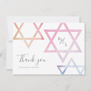 Carte de remerciement pour Bat Mitzvah à monogramm