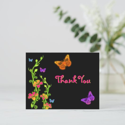 Carte de remerciement pour Bat Mitzvah Neon Bright (Debout devant)