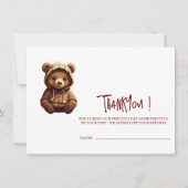Carte de remerciement pour bébé avec ours photo mi (Devant)
