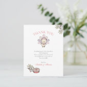 Carte de remerciement pour bébé fille petit dindon (Debout devant)