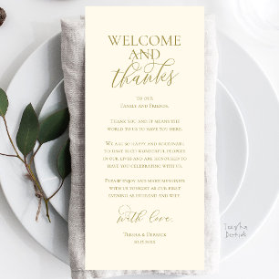 Carte de remerciement pour dîner de mariage Bienve