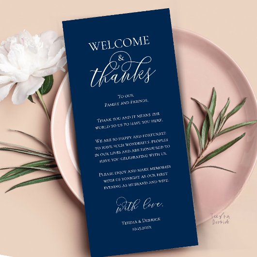 Carte de remerciement pour dîner de réception de b