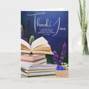 Carte de remerciement pour enseignant à thème flor