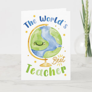 Carte de remerciement pour enseignant - Globe aqua