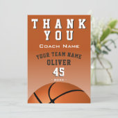 Carte de remerciement pour entraîneur de basket-ba (Debout devant)