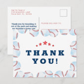 Carte de remerciement pour fête d'anniversaire de  (Devant / Derrière)