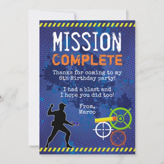 Carte de remerciement pour fête d'anniversaire de (Devant)