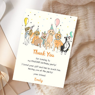Carte de remerciement pour fête d'anniversaire de 
