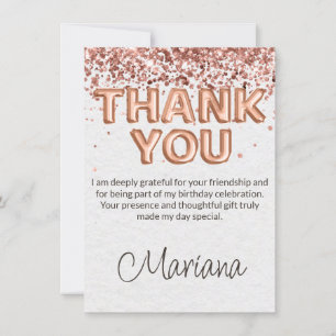 Carte de remerciement pour fête d'anniversaire en 