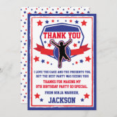 Carte de remerciement pour fête d'anniversaire Nin (Devant / Derrière)