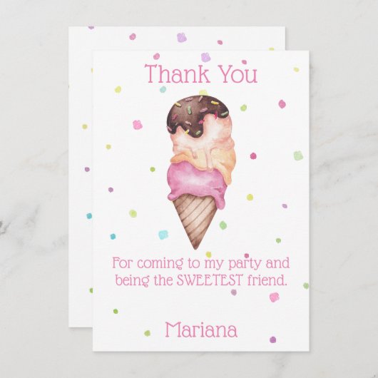 Carte de remerciement pour fête d'anniversaire Pin (Devant / Derrière)