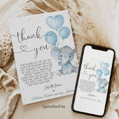 Carte de remerciement pour la baby shower "Elephan
