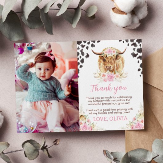 Carte de remerciement pour la fête d'anniversaire