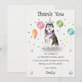 Carte de remerciement pour l'anniversaire d'un chi (Devant / Derrière)