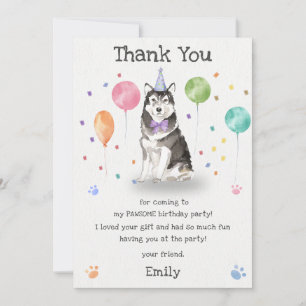 Carte de remerciement pour l'anniversaire d'un chi