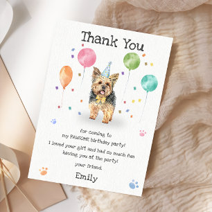 Carte de remerciement pour l'anniversaire d'un chi