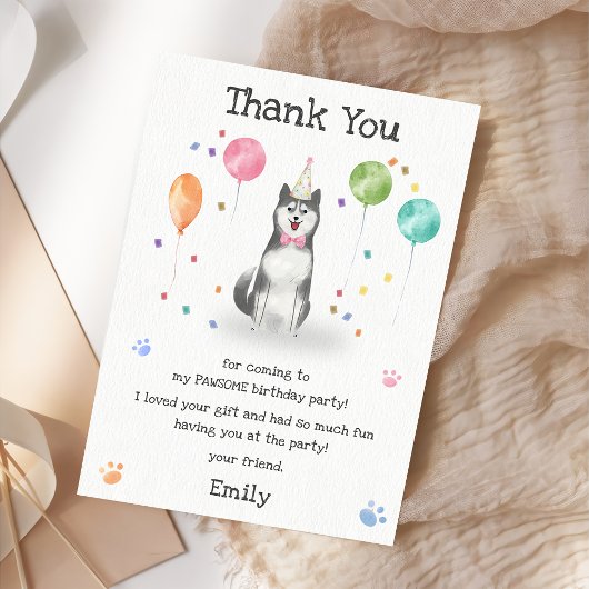 Carte de remerciement pour l'anniversaire d'un chi