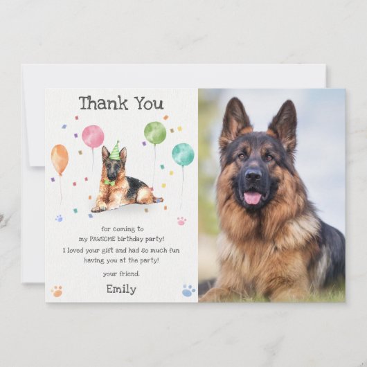 Carte de remerciement pour l'anniversaire d'un chi (Devant)