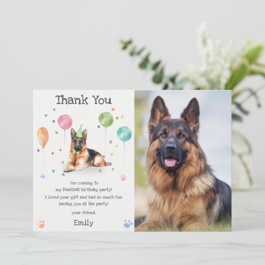 Carte de remerciement pour l'anniversaire d'un chi (Debout devant)