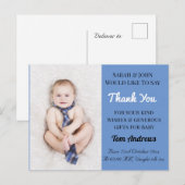 Carte de remerciement pour l'annonce de Baby Boy B (Devant / Derrière)
