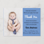 Carte de remerciement pour l'annonce de bébé garço (Devant)