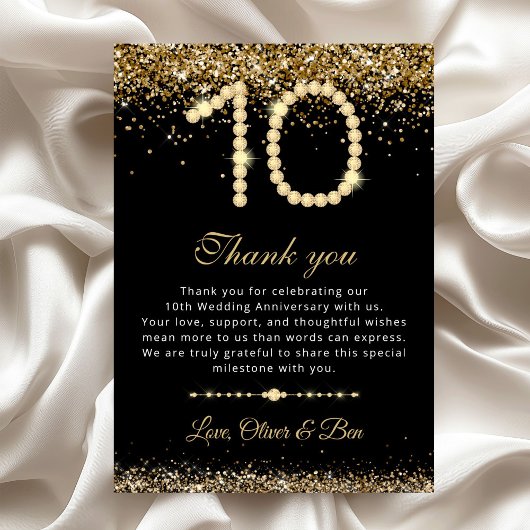 Carte de remerciement pour le 10ème anniversaire d
