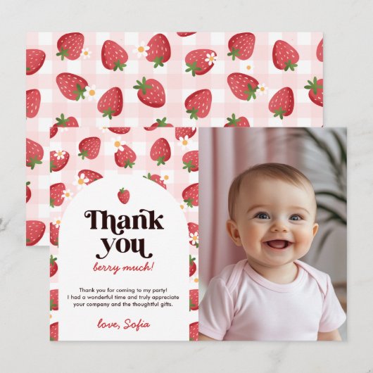 Carte de remerciement pour le 1er anniversaire de  (Devant / Derrière)