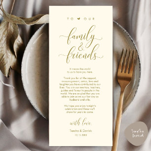 Carte de remerciement pour le dîner de mariage