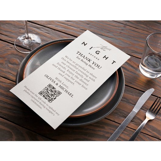 Carte de Remerciement pour le Dîner de Répétition