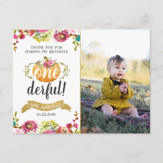 Carte de remerciement pour le premier anniversaire (Devant)