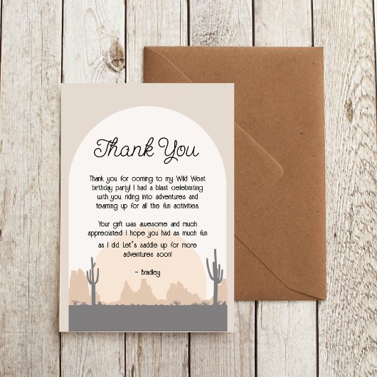 Carte de remerciement pour le premier rodéo wester