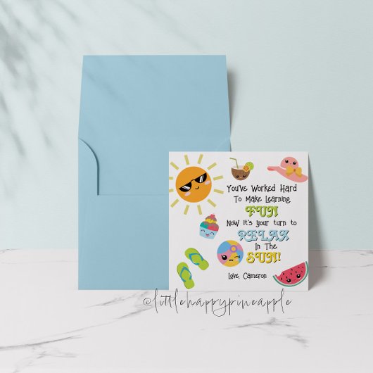 Carte de remerciement pour l'enseignant pour l'été