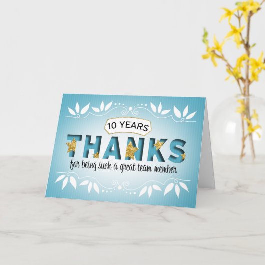 Carte de remerciement pour les 10 ans de service d (Fleur jaune)