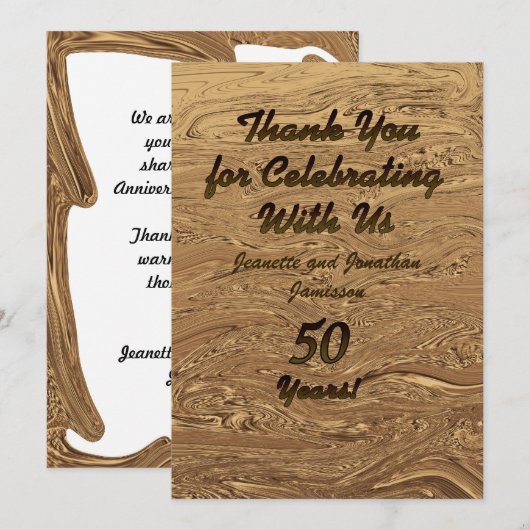 Carte de remerciement pour les 50 ans de mariage  (Devant / Derrière)