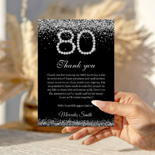 Carte de remerciement pour les 80 ans d'Elegant Di