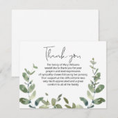 Carte de remerciement pour les funérailles vertes  (Devant / Derrière)