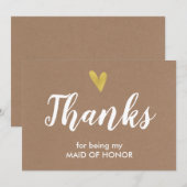 Carte de remerciement pour ma demoiselle d'honneur (Devant / Derrière)