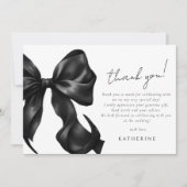 Carte de remerciement pour mariage avec nœud noir (Devant)