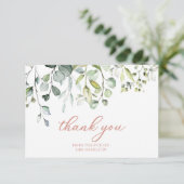 Carte de remerciement pour mariage avec verdure mi (Debout devant)