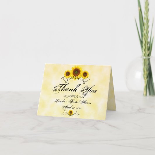 Carte de remerciement pour mariage Tournesol (Devant)