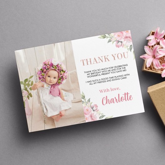 Carte de remerciement pour photo d'anniversaire de