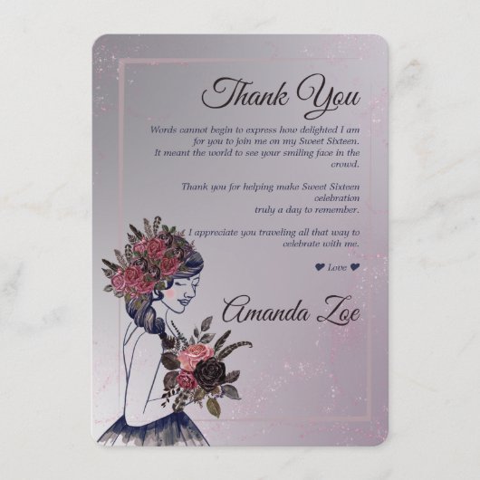 Carte de remerciement pour Quince Años (Devant)