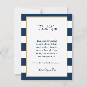 Carte de remerciement pour réception de mariage