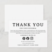 Carte de remerciement pour recommandation d'entrep (Devant / Derrière)