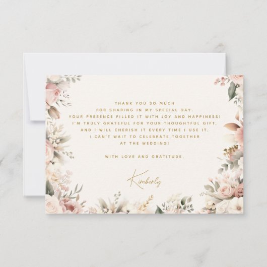 Carte de remerciement pour robe de mariée, tenue d (Dos)