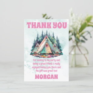 Carte de remerciement pour soirée pyjama de campin