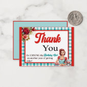 Carte de remerciement pour un anniversaire Bleu Cl (Devant/Arrière en situation)