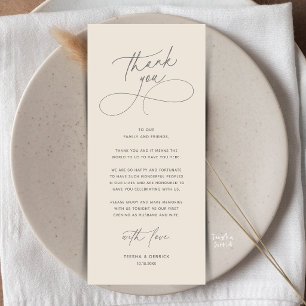 Carte de Remerciement pour un Dîner de Mariage Rom